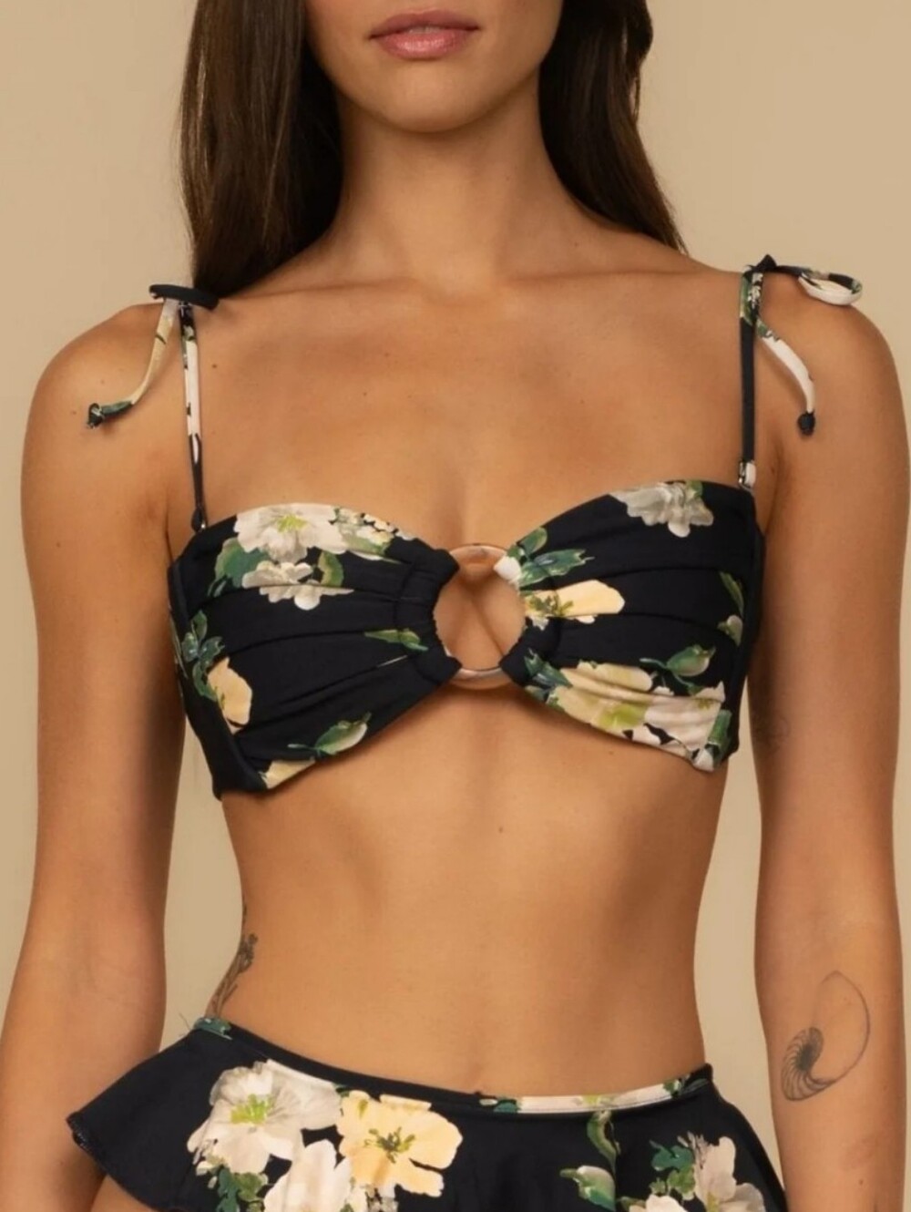 New!Montce Liz Floral Tori Ties Bandeau Bikini Top